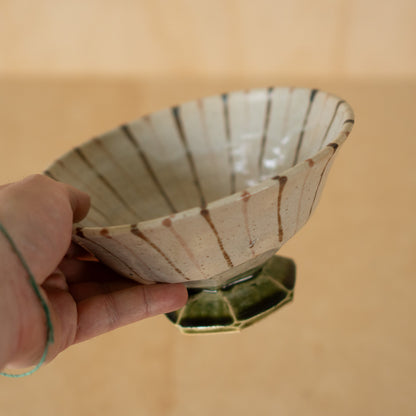 Vintage Japanese Stripey Footed Bowl