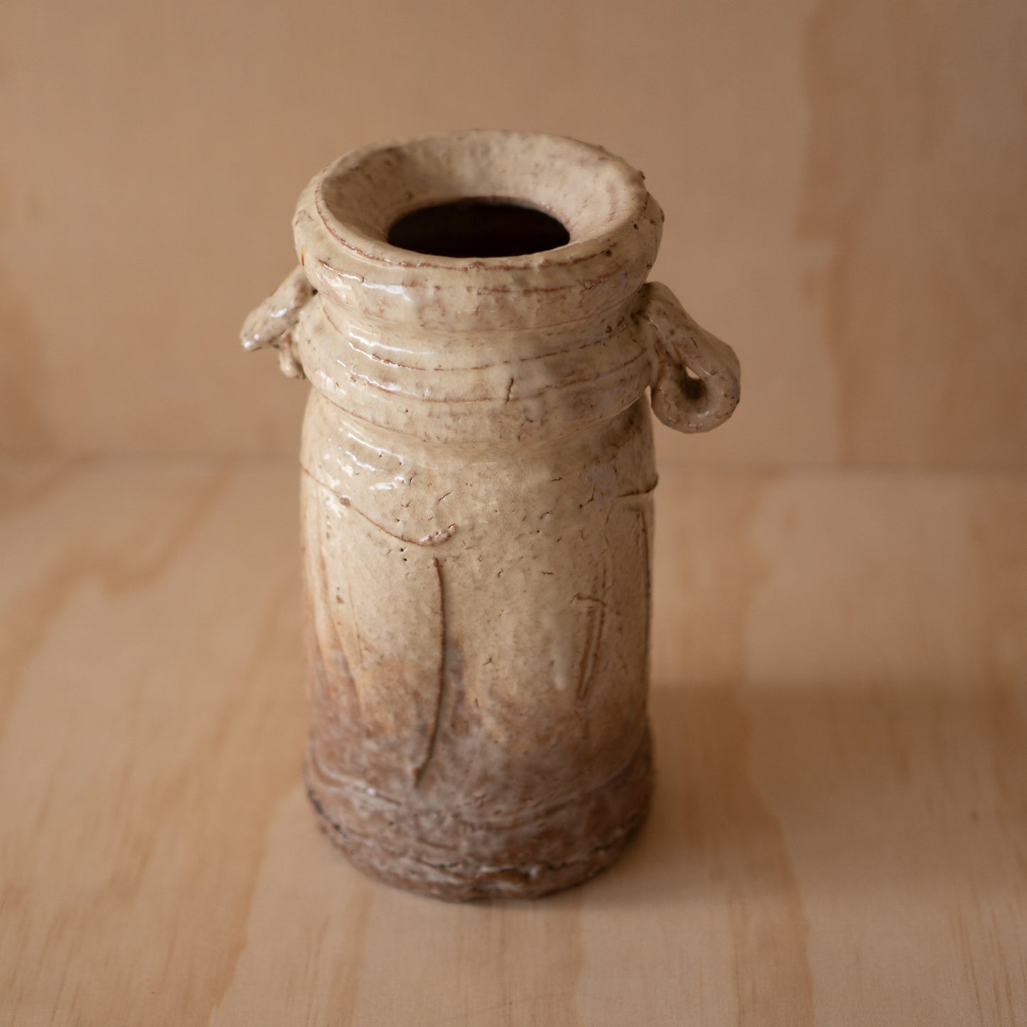 Vintage Japanese Wabi Sabi Mino Glazed Vase