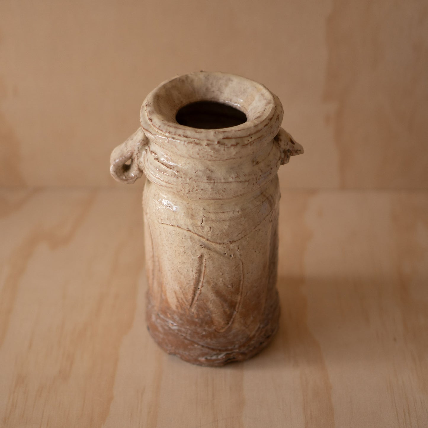 Vintage Japanese Wabi Sabi Mino Glazed Vase