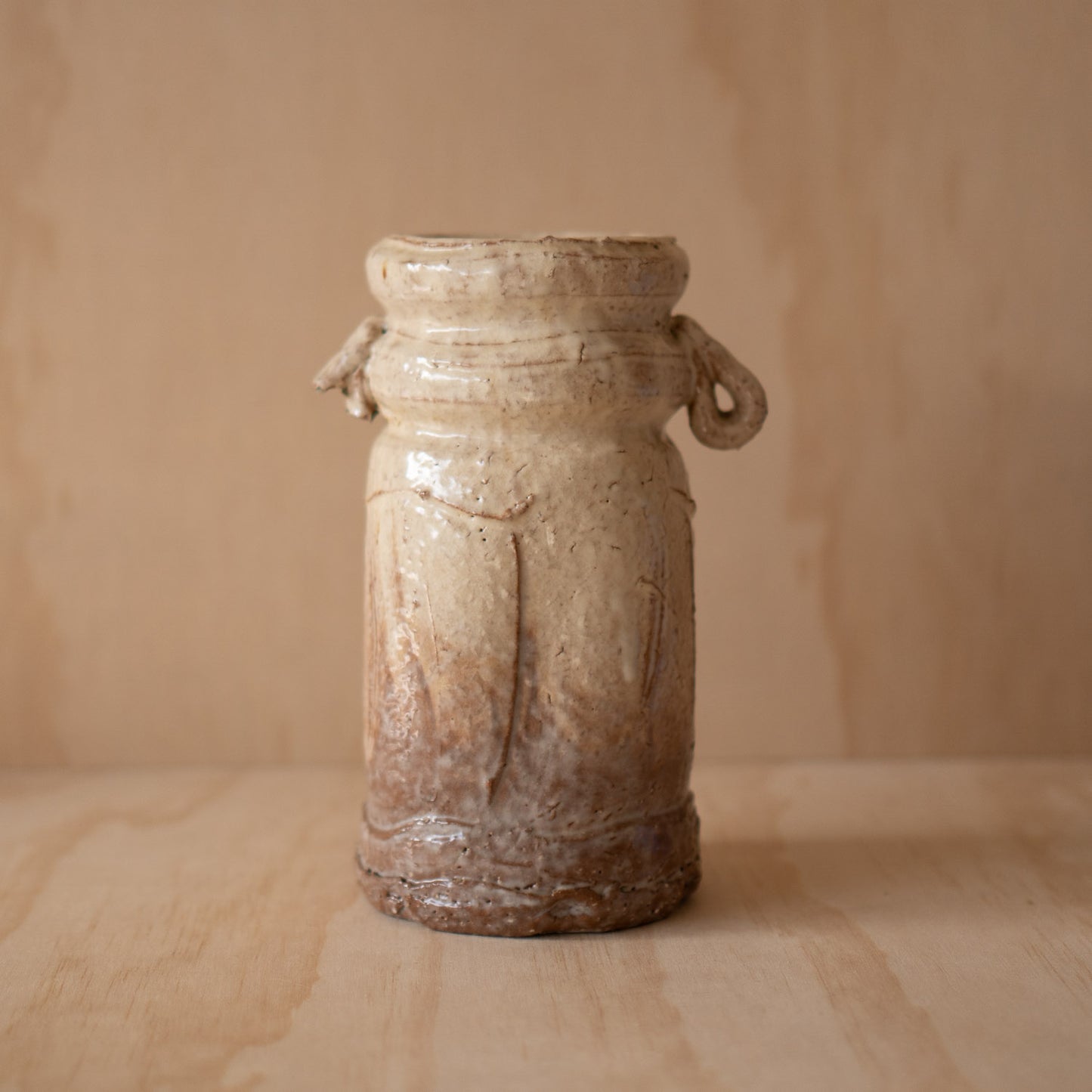 Vintage Japanese Wabi Sabi Mino Glazed Vase