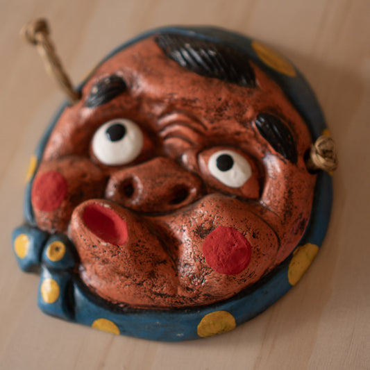Vintage Japanese Pottery Mask wall plaque of Hyottoko