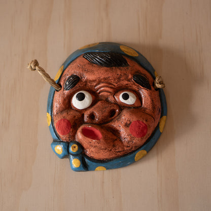Vintage Japanese Pottery Mask wall plaque of Hyottoko