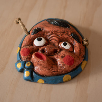 Vintage Japanese Pottery Mask wall plaque of Hyottoko