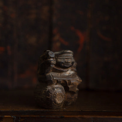 Antique Japanese Carved pair of Daikoku and Ebisu figures -04