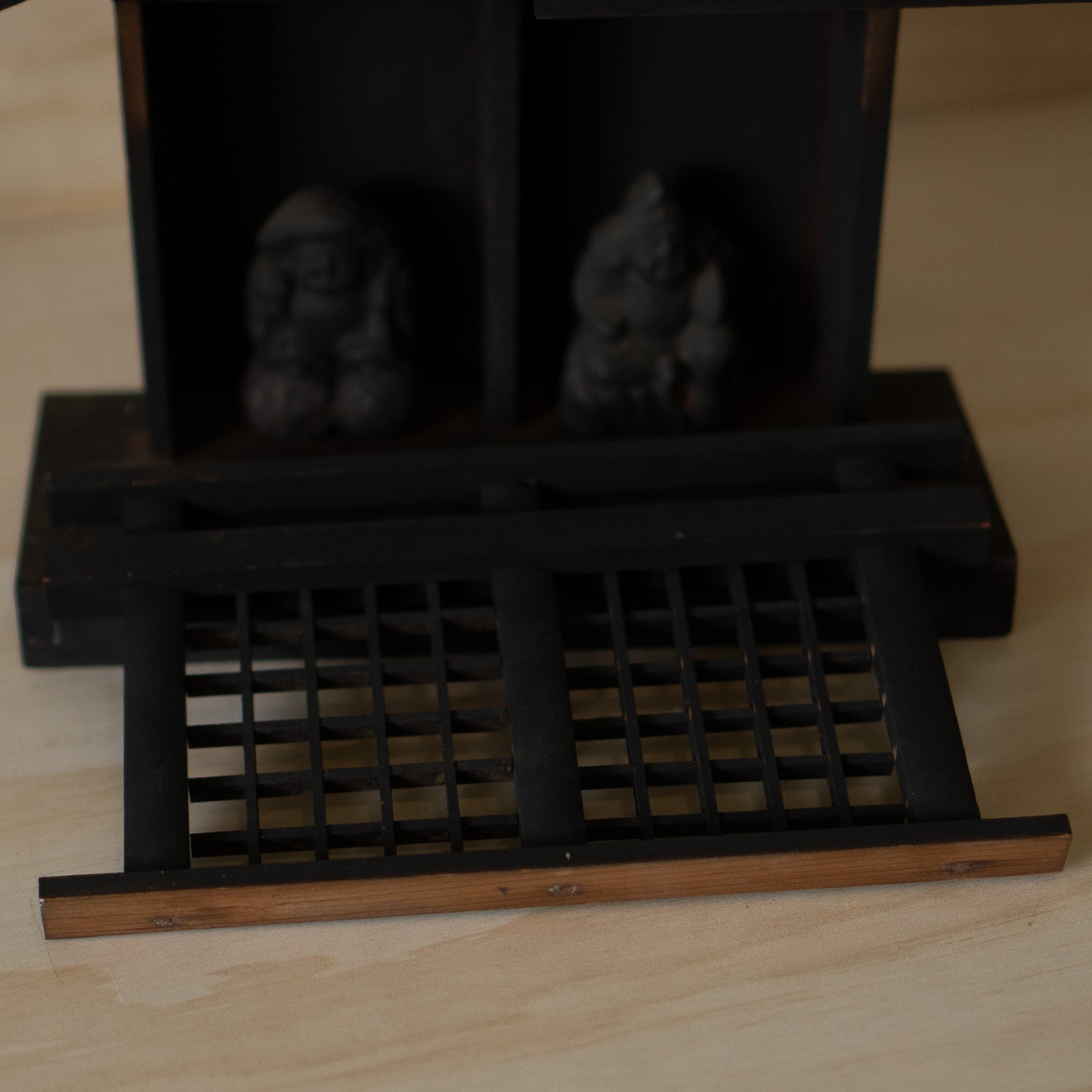 Antique Japanese Household Kamidama Shrine with Daikoku and Ebisu figures