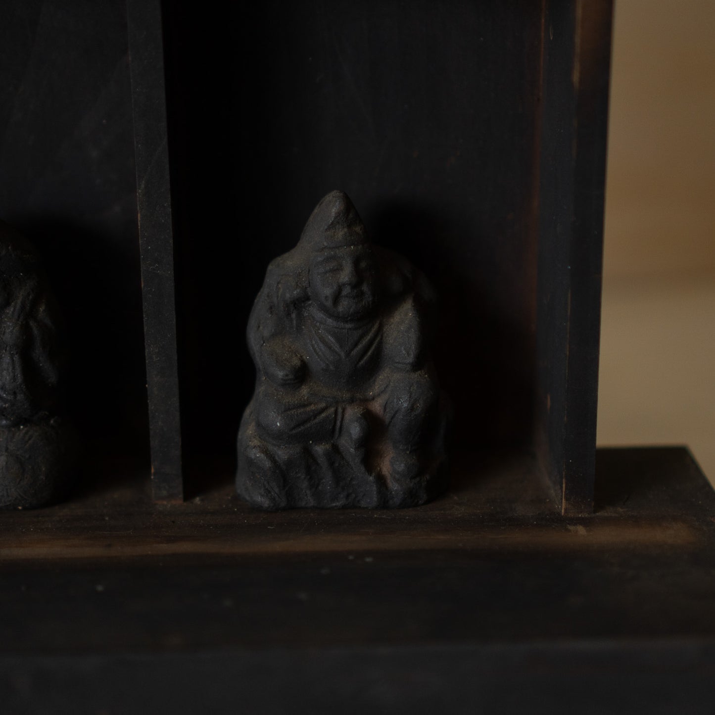 Antique Japanese Household Kamidama Shrine with Daikoku and Ebisu figures