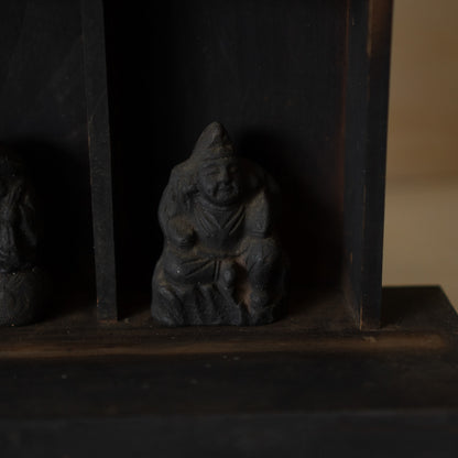 Antique Japanese Household Kamidama Shrine with Daikoku and Ebisu figures