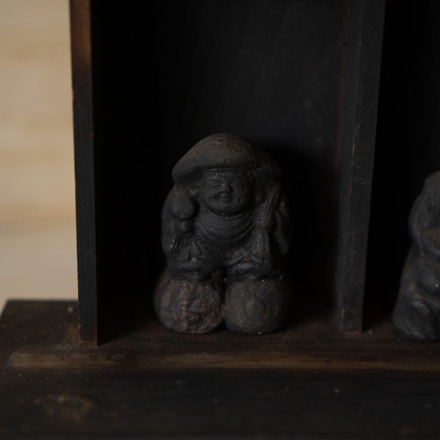 Antique Japanese Household Kamidama Shrine with Daikoku and Ebisu figures