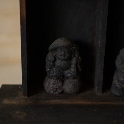 Antique Japanese Household Kamidama Shrine with Daikoku and Ebisu figures