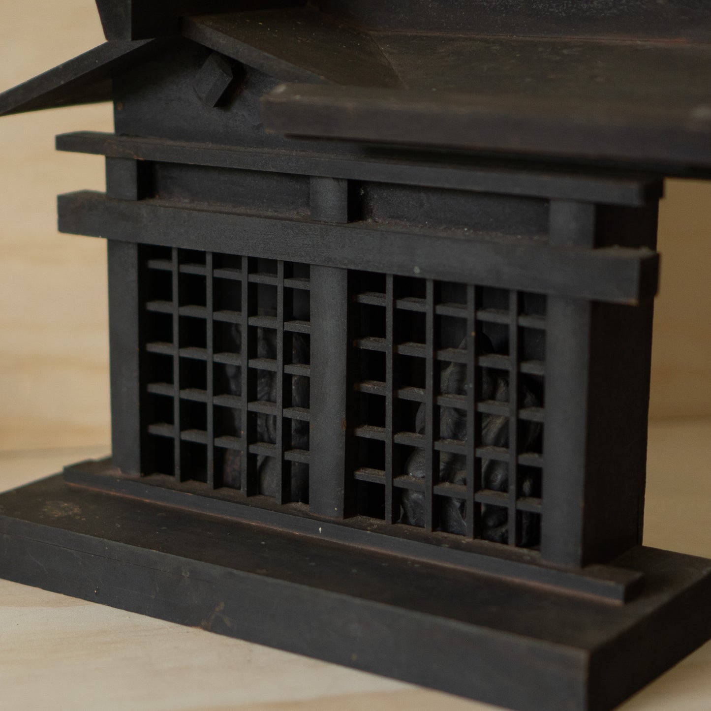 Antique Japanese Household Kamidama Shrine with Daikoku and Ebisu figures