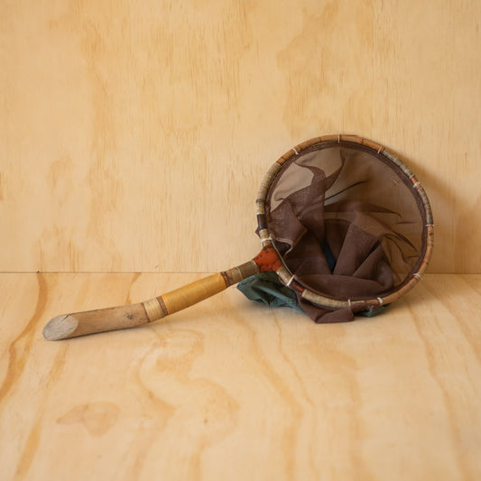 Vintage Japanese Tenkara Tamo Fishing Net with Wood and lacquer handle
