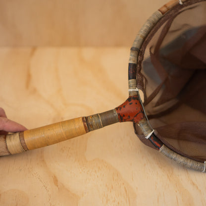Vintage Japanese Tenkara Tamo Fishing Net with Wood and lacquer handle
