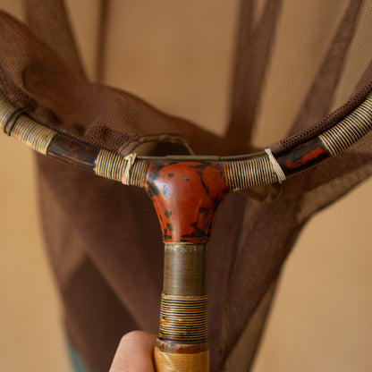Vintage Japanese Tenkara Tamo Fishing Net with Wood and lacquer handle