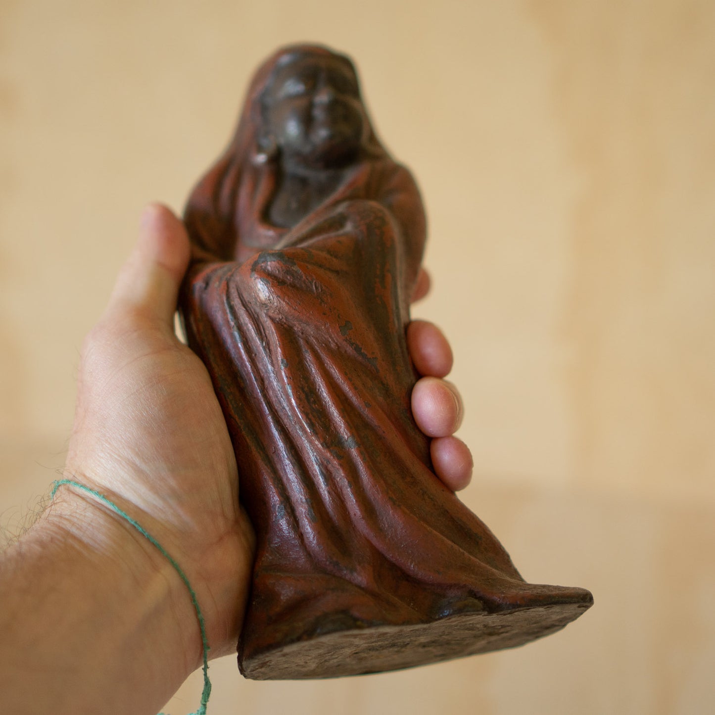 Vintage Japanese Painted Cast Iron Daruma