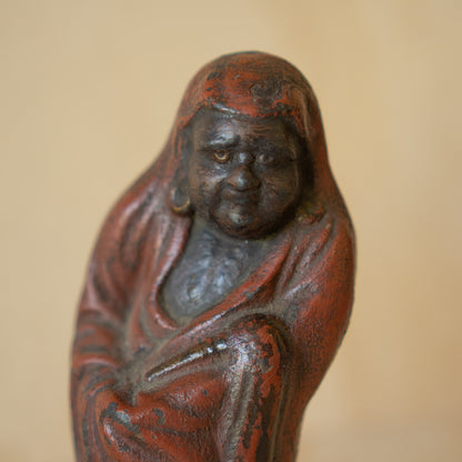 Vintage Japanese Painted Cast Iron Daruma