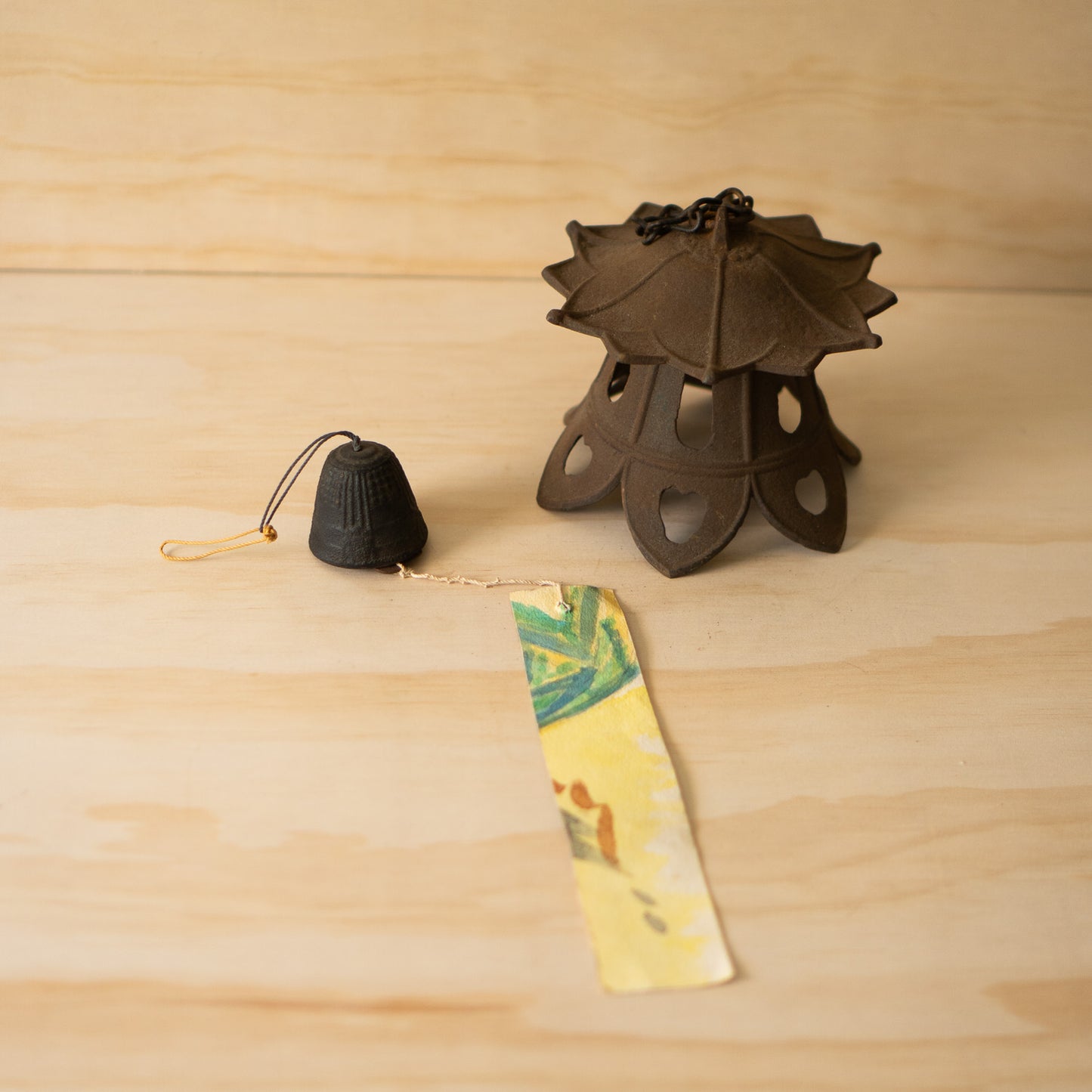 Vintage Japanese Cast Iron Lantern-Style Furin - wind chime