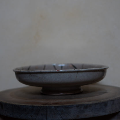 Vintage Japanese Karatsu ceramic serving platter with kintsugi gold repair