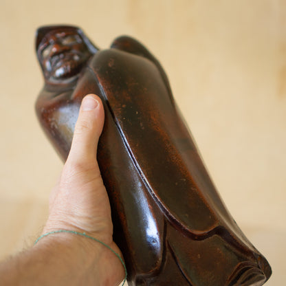 Vintage Japanese Patinated Cast Iron Standing Daruma