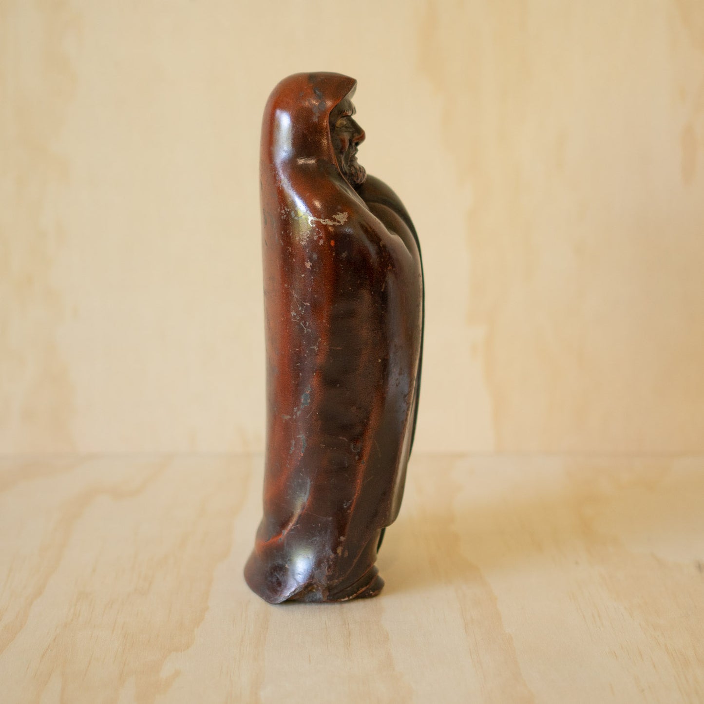 Vintage Japanese Patinated Cast Iron Standing Daruma