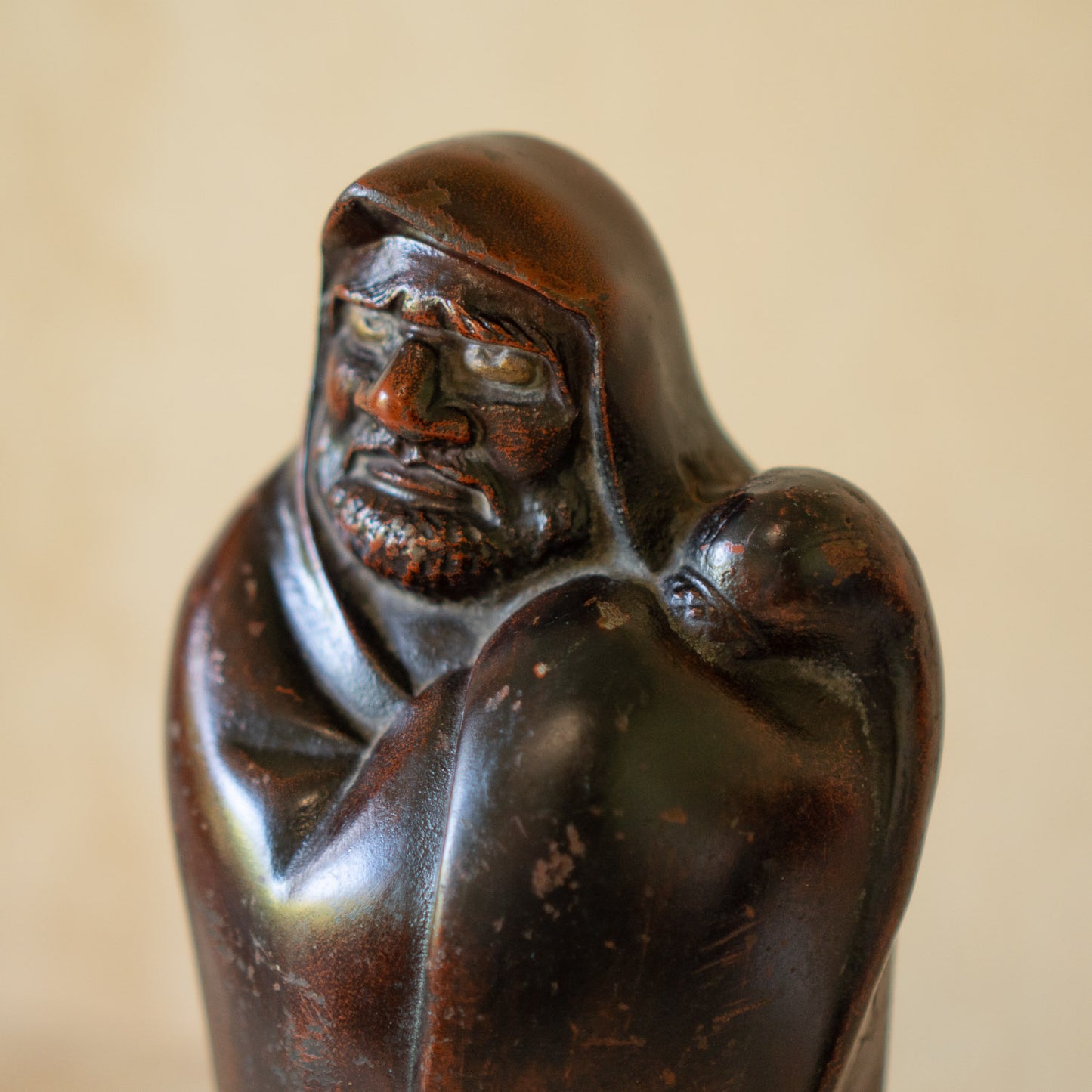 Vintage Japanese Patinated Cast Iron Standing Daruma