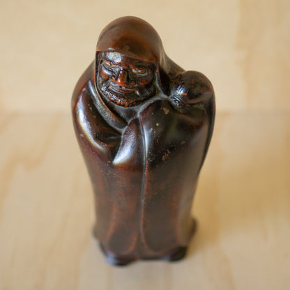 Vintage Japanese Patinated Cast Iron Standing Daruma