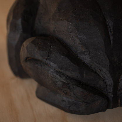 Japanese Vintage Mingei Folk art carved large wooden Frog