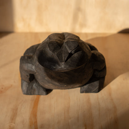 Japanese Vintage Mingei Folk art carved large wooden Frog