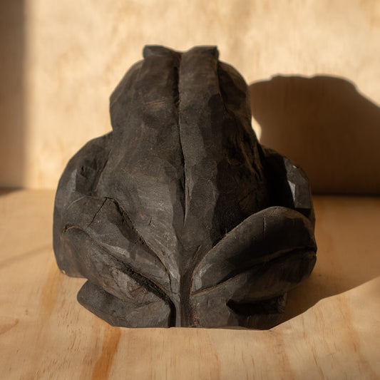 Japanese Vintage Mingei Folk art carved large wooden Frog