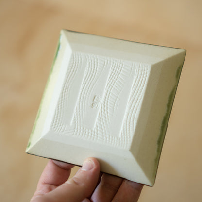 Japanese square small Oribe plate