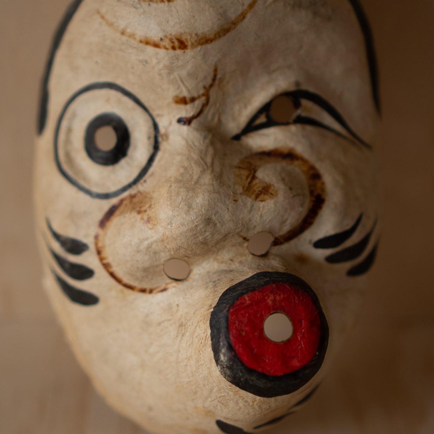 Vintage Japanese Hand Painted Paper Hyottoko Mask