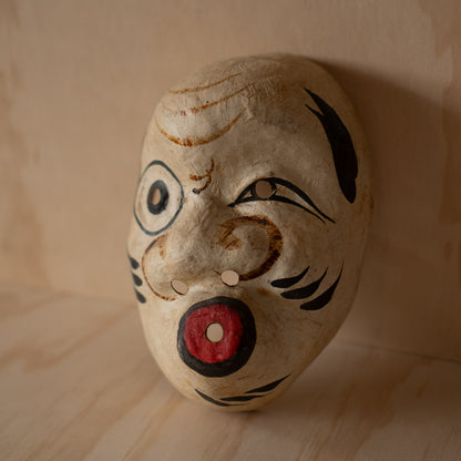 Vintage Japanese Hand Painted Paper Hyottoko Mask