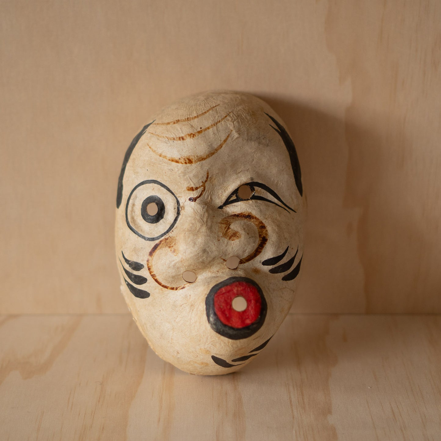 Vintage Japanese Hand Painted Paper Hyottoko Mask