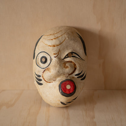 Vintage Japanese Hand Painted Paper Hyottoko Mask