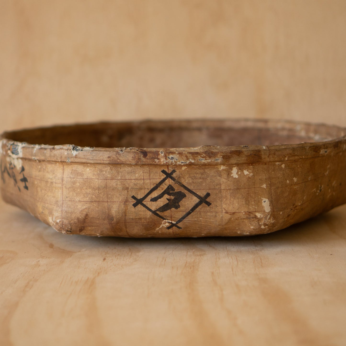 Antique Japanese Paper covered basket - Ikkan bari