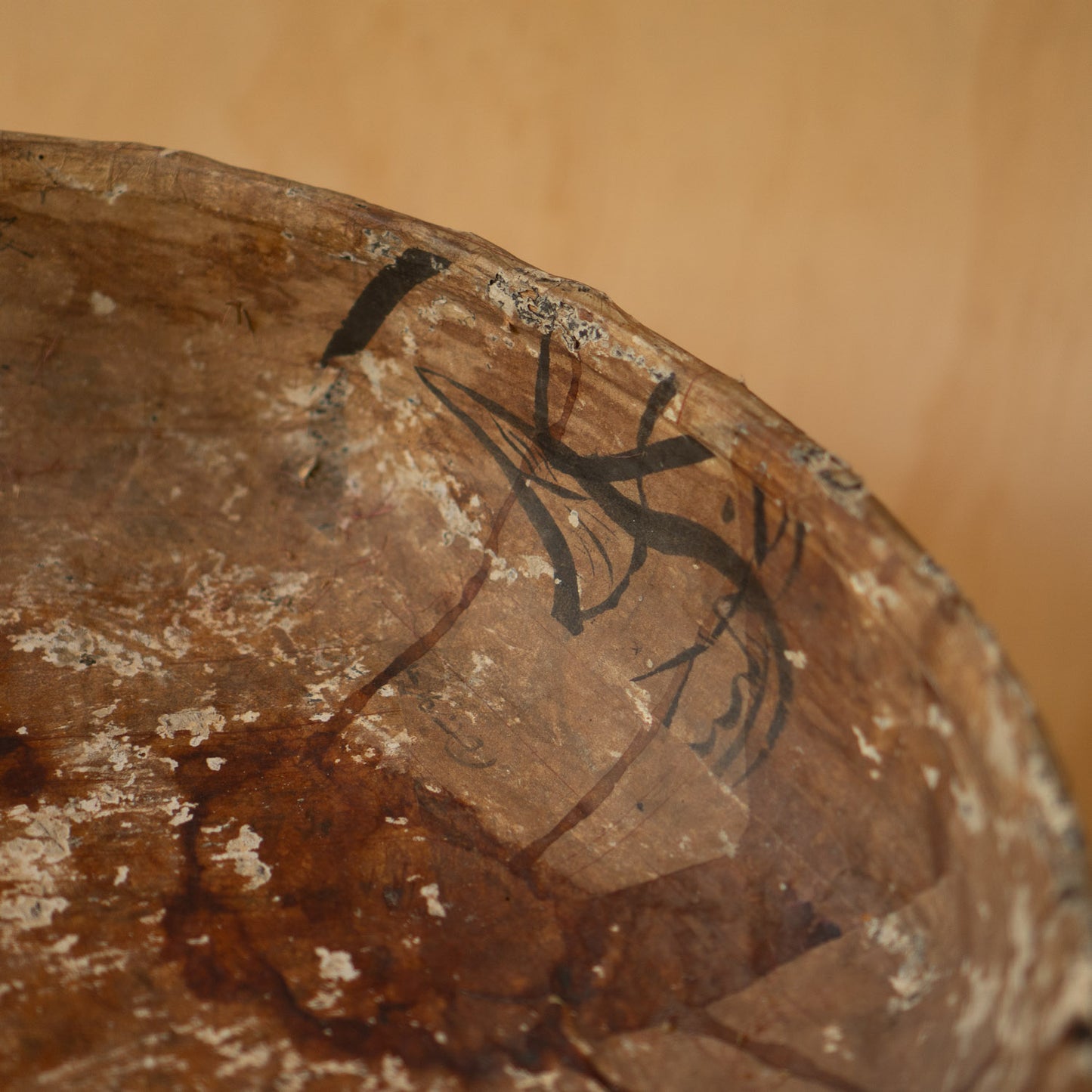 Antique Japanese Paper covered basket - Ikkan bari
