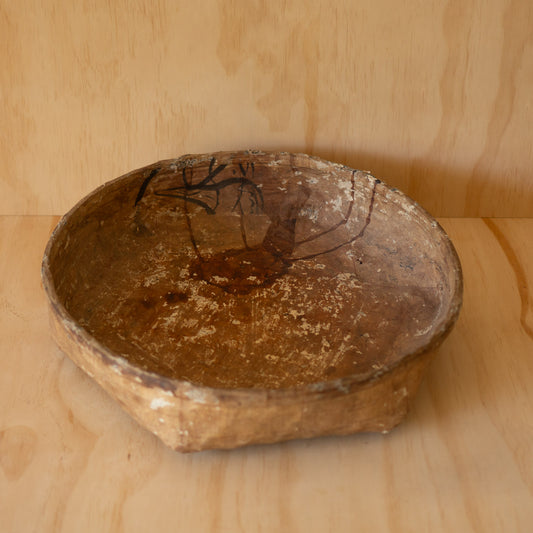 Antique Japanese Paper covered basket - Ikkan bari