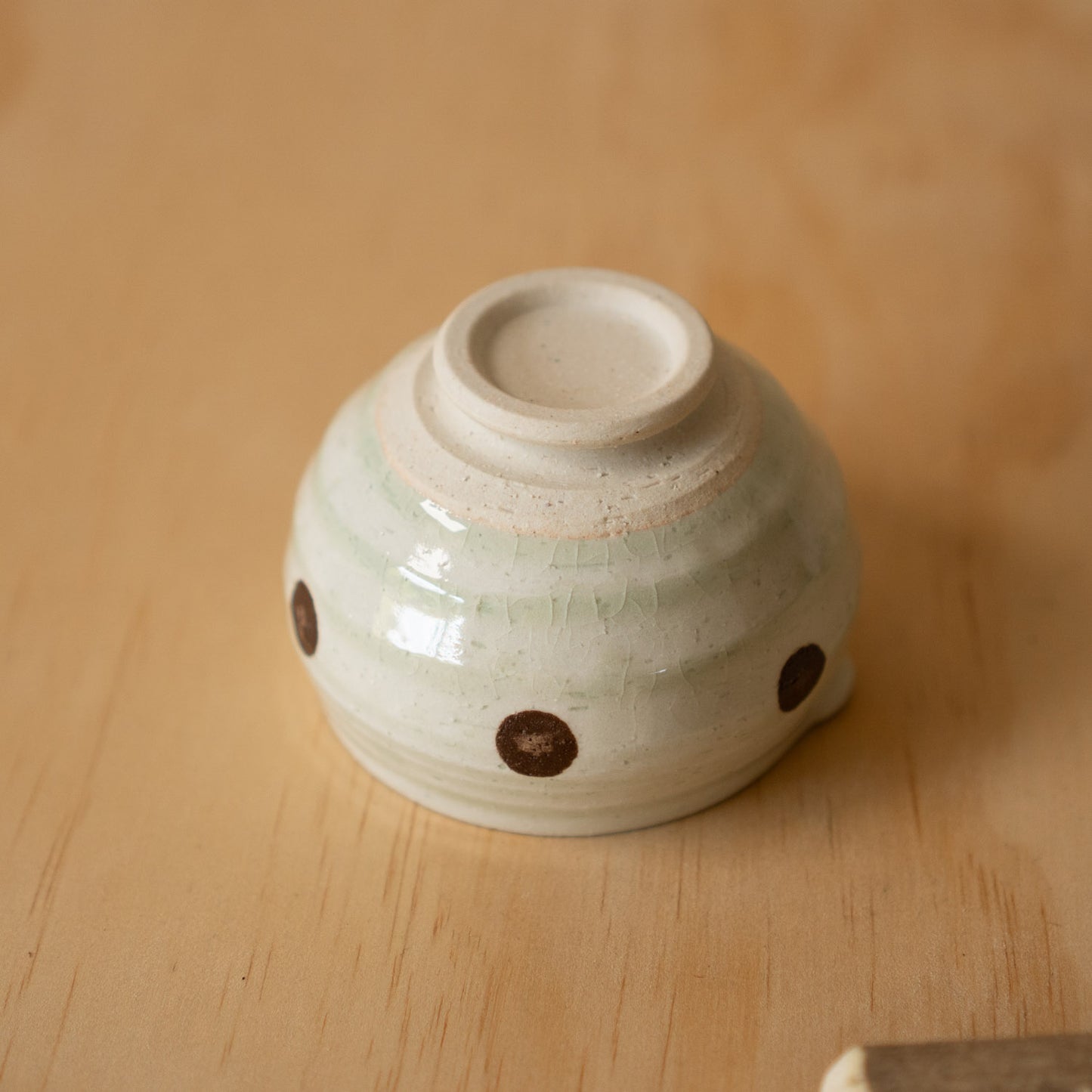 Japanese Suribachi Grinding Bowl Set with Sansho wood Pestle - Mint polkadot