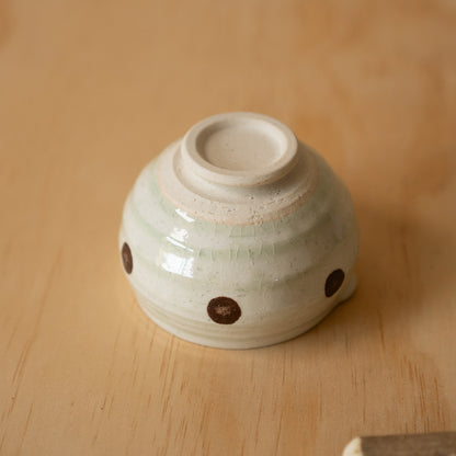 Japanese Suribachi Grinding Bowl Set with Sansho wood Pestle - Mint polkadot