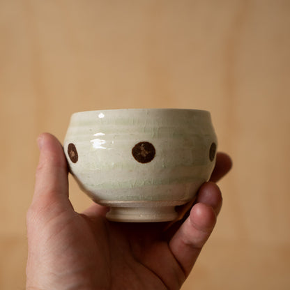 Japanese Suribachi Grinding Bowl Set with Sansho wood Pestle - Mint polkadot