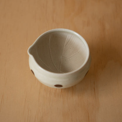 Japanese Suribachi Grinding Bowl Set with Sansho wood Pestle - Mint polkadot