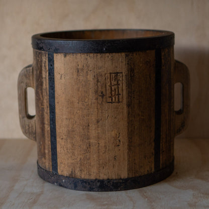 Antique Japanese Rice Measure “Tomasu” Bucket Planter