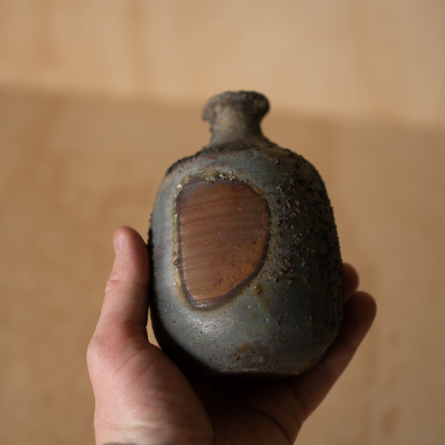 Vintage Japanese Bizen Ceramic Tokkuri Sake Bottle Vase