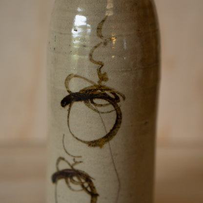 Antique Japanese Seto Ceramic slender Sake Bottle Tokkuri