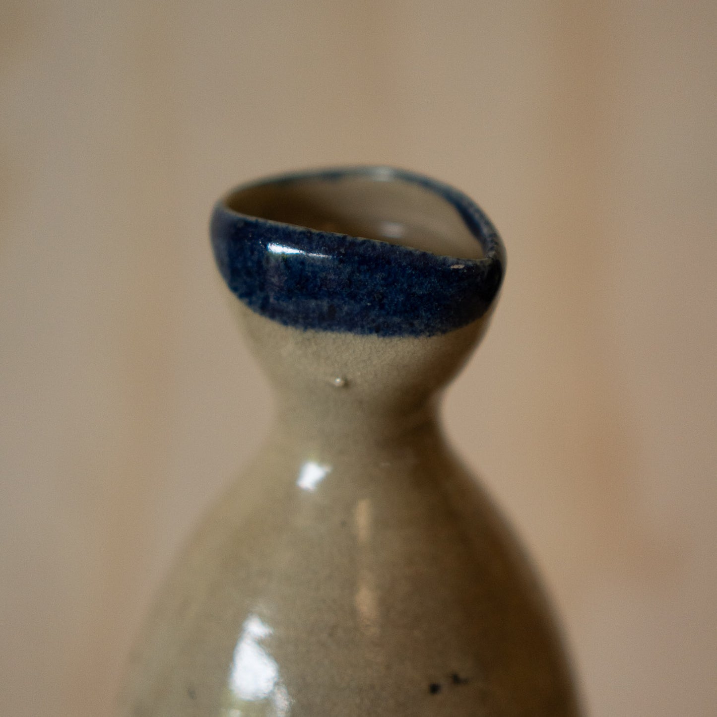 Antique Japanese Seto Ceramic slender Sake Bottle Tokkuri