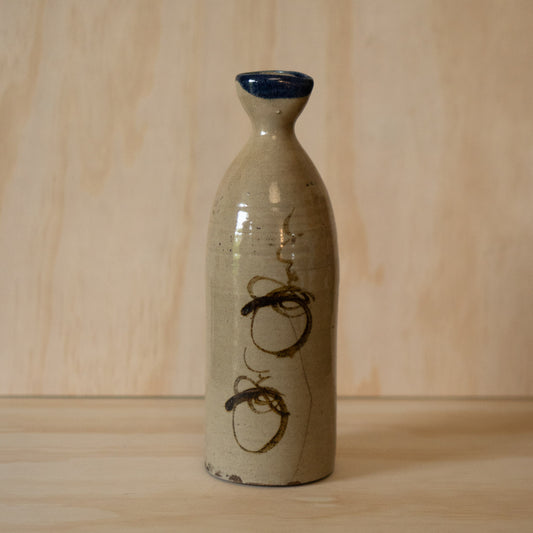 Antique Japanese Seto Ceramic slender Sake Bottle Tokkuri