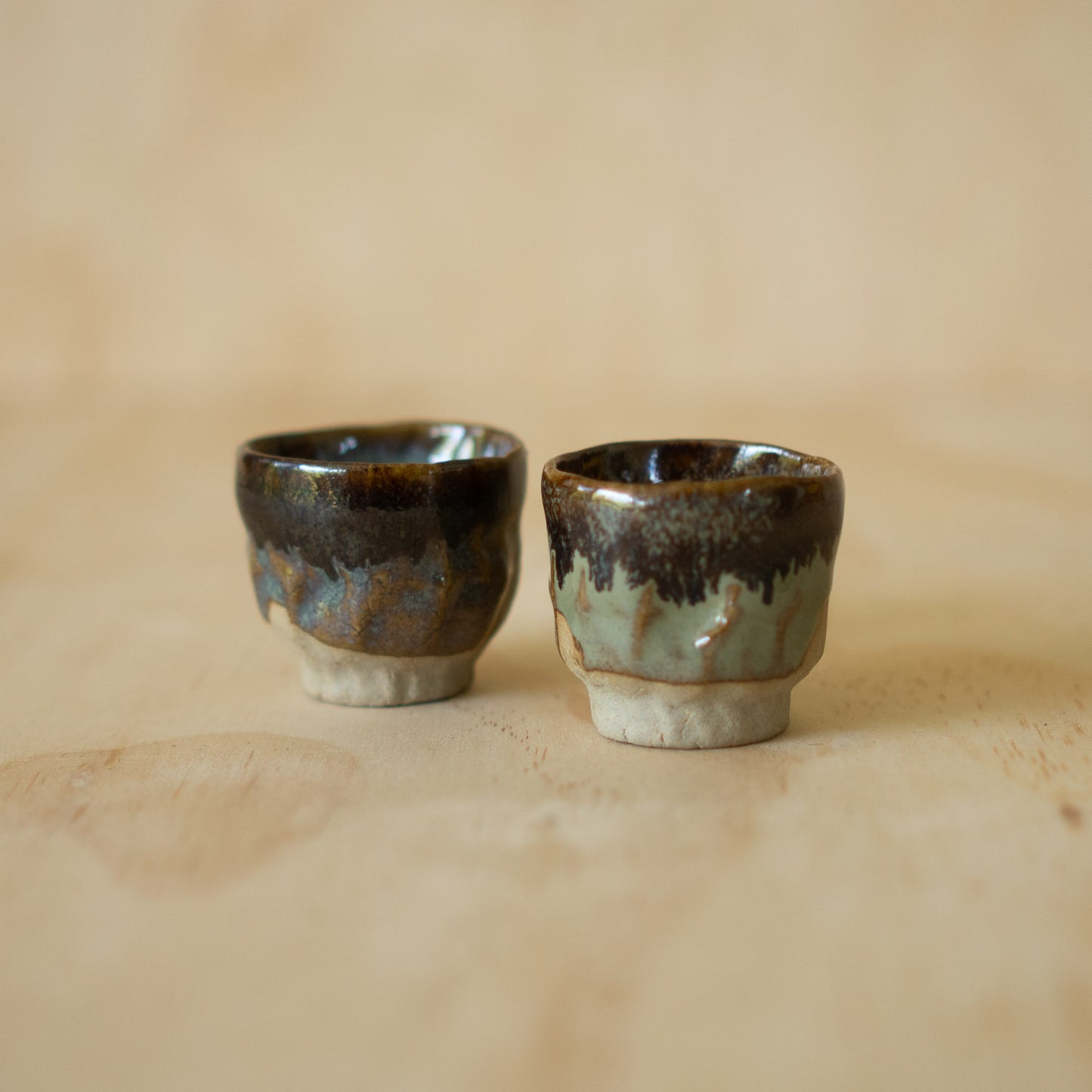 Vintage Japanese Boxed pair of Sake cups - Karatsu