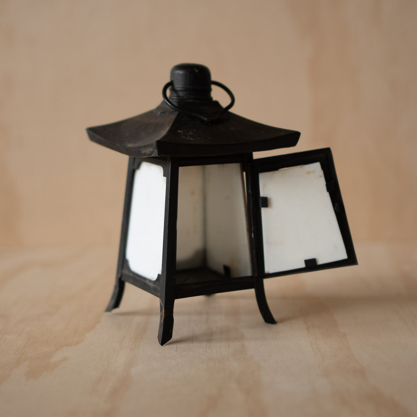 Vintage Japanese Small Copper and Milk Glass Lantern