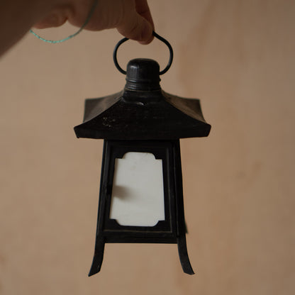 Vintage Japanese Small Copper and Milk Glass Lantern