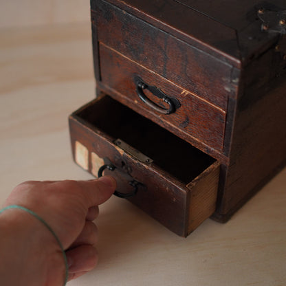 Antique 2 Drawer Small Japanese Suzuri Bako Calligraphy Box