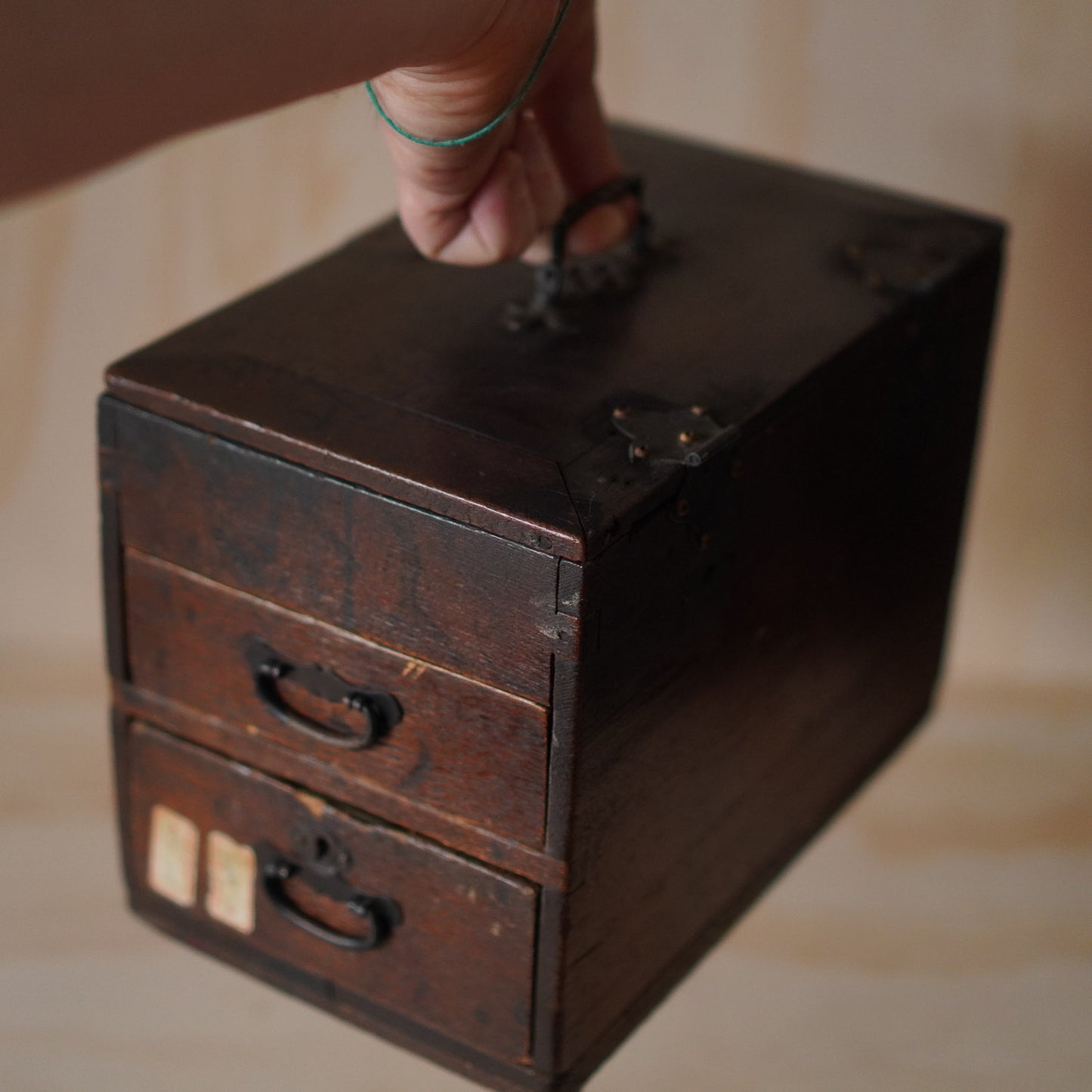 Antique 2 Drawer Small Japanese Suzuri Bako Calligraphy Box